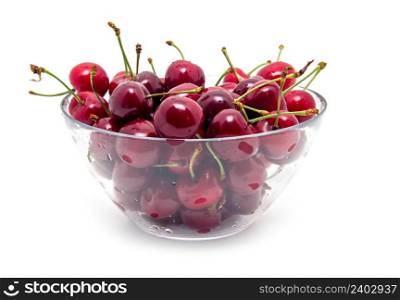 Sweet ripe cherry isolated on white background.