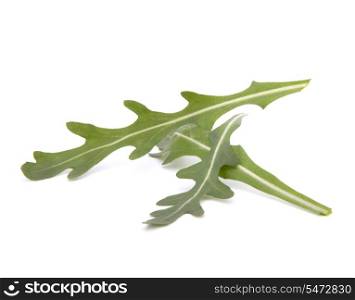 Sweet rucola salad or rocket lettuce leaves isolated on white background
