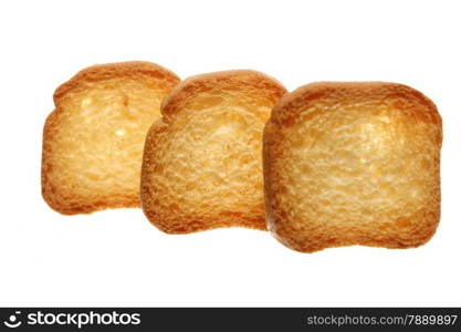 sweet rusks bread loaf toast biscuits isolated on white. Diet food healthy nutrition.