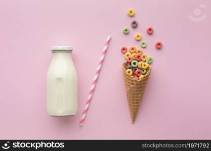 sweet sugar cone colorful cereal. High resolution photo. sweet sugar cone colorful cereal. High quality photo