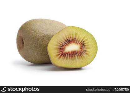 Sweet sun kiwi with a red heart on white background
