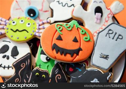 Sweet terror is coming. Funny cookies close up