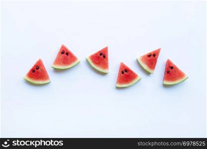 Sweet watermelon slices on white background