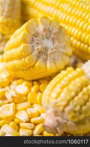 Sweet yellow corn background, vegetarian food