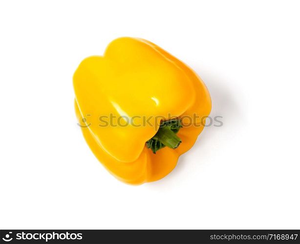 sweet yellow pepper isolated on white background with cliipping path