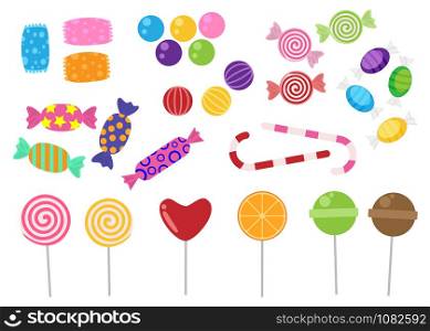 Sweets and candies icon vector set on white background