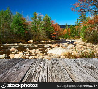 Swift River at autumn in White Mountain National Forest, New Hampshire, USA.