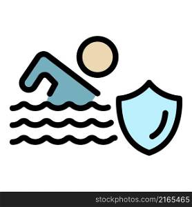 Swim insurance icon. Outline swim insurance vector icon color flat isolated. Swim insurance icon color outline vector
