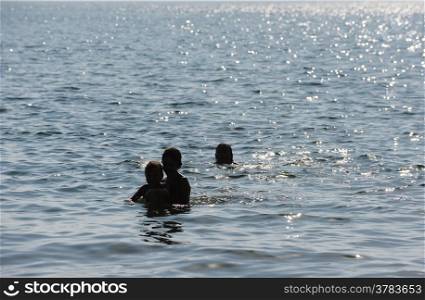 Swimming in the warm water of lake Kinneret
