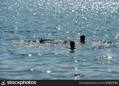 Swimming in the warm water of lake Kinneret