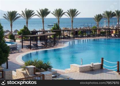 Swimming pool at luxury hotel resort in Sharm el-Sheikh, Egypt
