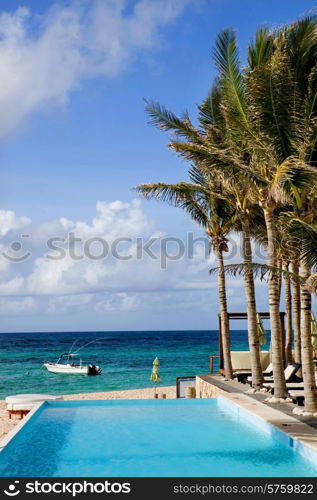 swimming pool at the beach in the coast of Mexico