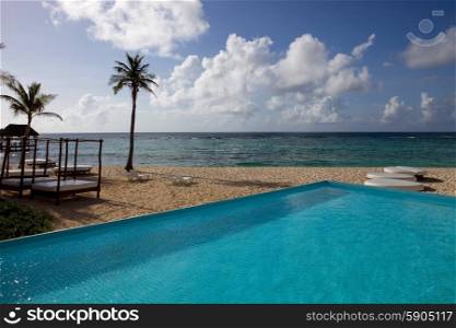 swimming pool at the beach in the coast of Mexico