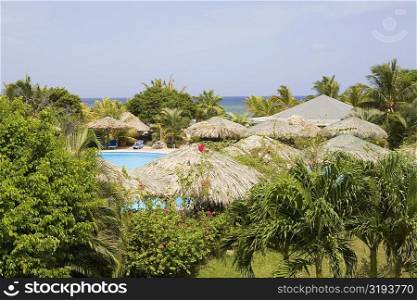 Swimming pool in a tourist resort, Roatan, Bay Islands, Honduras