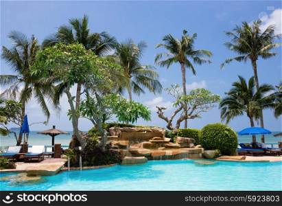 Swimming pool on a tropical beach