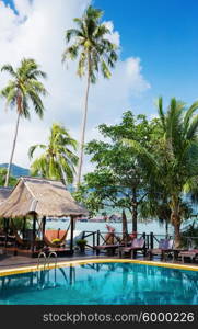 Swimming pool on a tropical beach