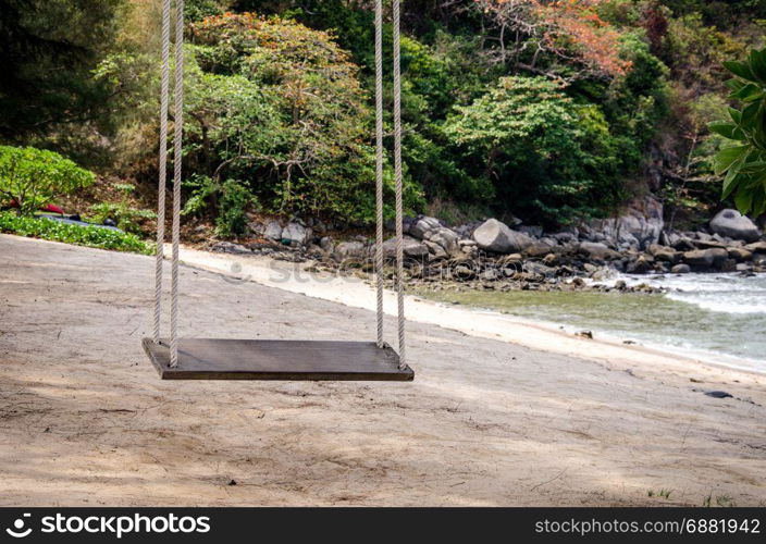 swing on the beach at phuket, Thailand.