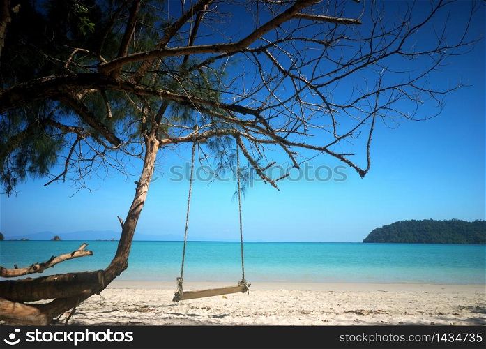 Swing the picture on the beach during the day for relaxation