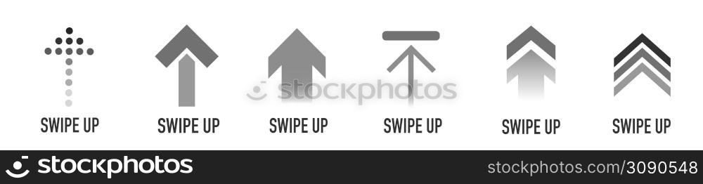 Swipe up buttons set for social media. Flat design icons on white back. Vector illustration EPS. Swipe up buttons set for social media. Flat design icons isolated on white