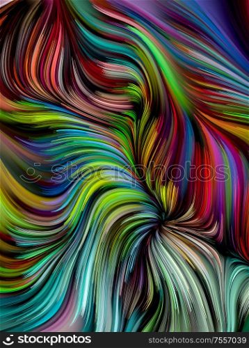 Swirling color paint on black background on subject of abstract art, dynamic design and creativity. Color Swirl series.