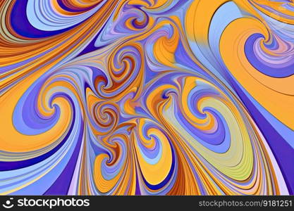 Swirling psychedelic pattern, retro wave wallpaper, fluid groovy backdrop, vector illustration by generative AI