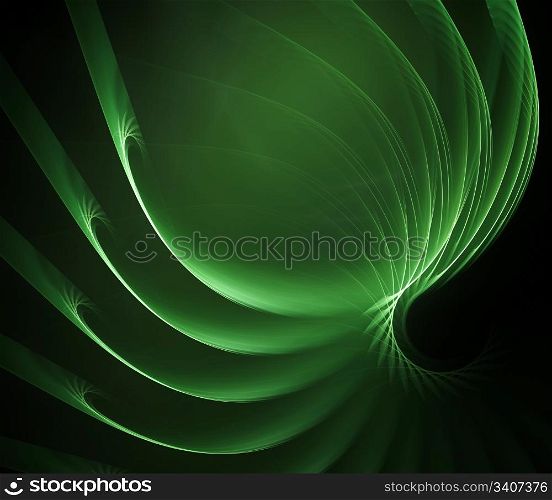 Swirly green fractal. Computer generated this image