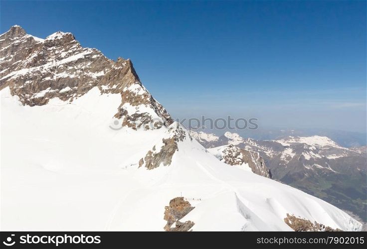 Swiss Alps mountain landscape, Jungfrau, Switzerland with copy space