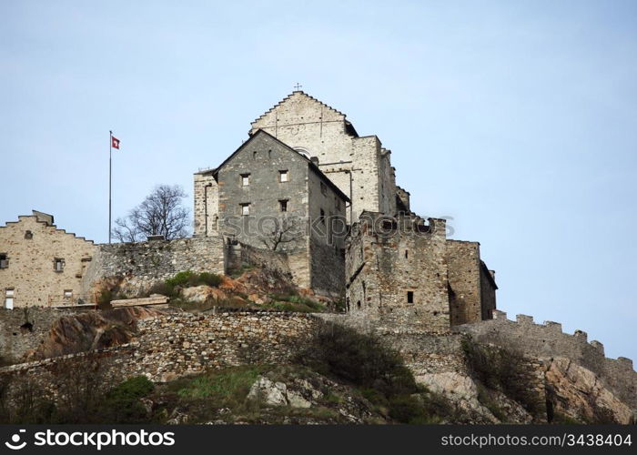 swiss castle in mountains