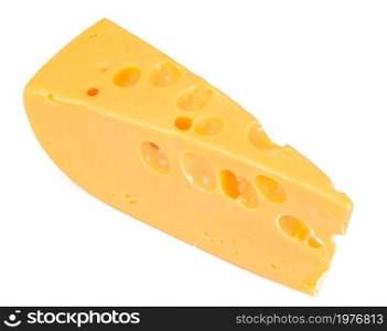 Swiss Cheese Isolated on Black Background Studio Photo. Swiss Cheese Isolated on Black Background