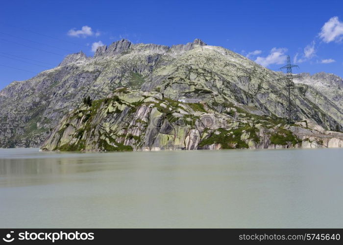 swiss lake at the top of the mountains, switzerland