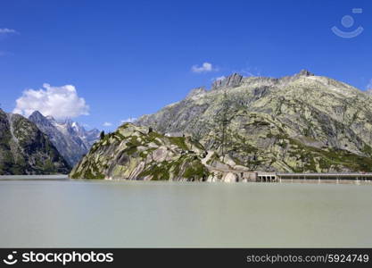 swiss lake at the top of the mountains, switzerland