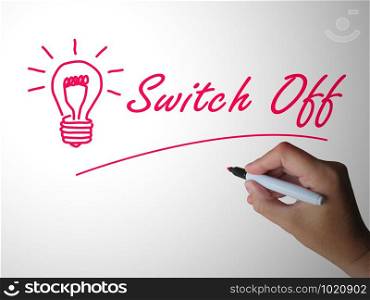 Switch off the light to save power and economize. Restriction of power usage to save consumption - 3d illustration
