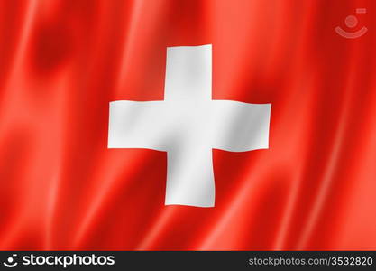 Switzerland flag, three dimensional render, satin texture. Swiss flag