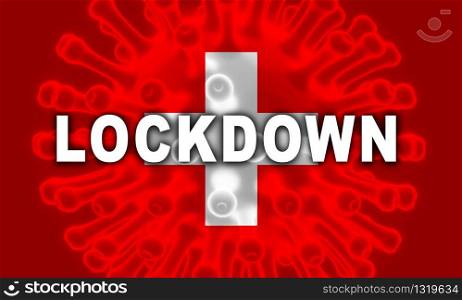 Switzerland lockdown preventing coronavirus epidemic or outbreak. Covid 19 Swiss precaution to lock down disease infection - 3d Illustration