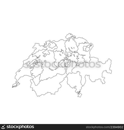 Switzerland map outline vector isolated illustration. Stock vector. Switzerland map vector illustration. Stock vector isolated