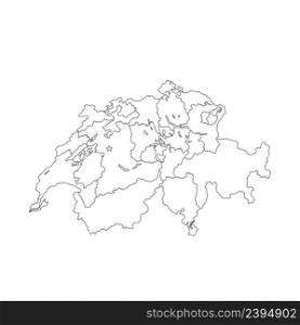 Switzerland map outline vector isolated illustration. Stock vector. Switzerland map vector illustration. Stock vector isolated