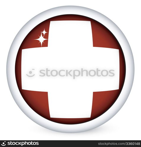 Swizerland sphere flag button, isolated vector on white