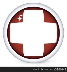 Swizerland sphere flag button, isolated vector on white