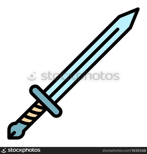 Sword icon. Outline sword vector icon color flat isolated. Sword icon color outline vector