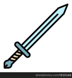 Sword icon. Outline sword vector icon color flat isolated. Sword icon color outline vector