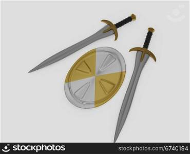 swords and shield. 3D