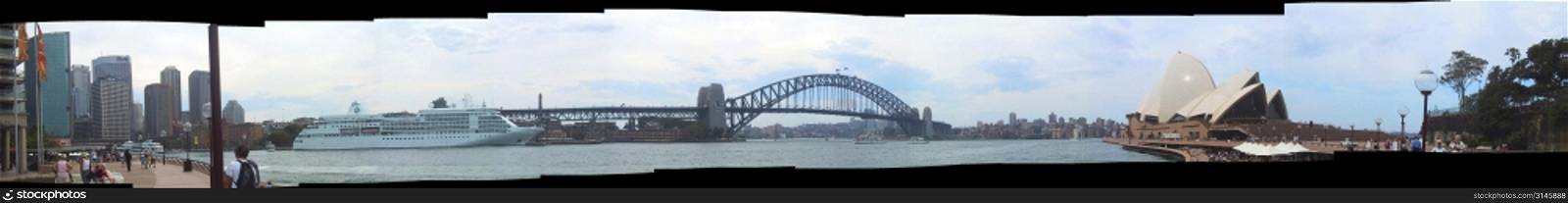 Sydney harbor bridge panoramic.