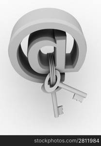 Symbol for internet with keys. 3d