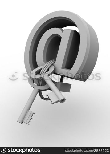 Symbol for internet with keys. 3d