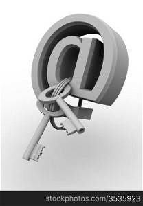 Symbol for internet with keys. 3d