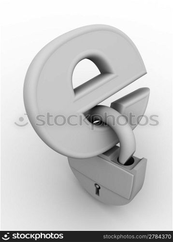 Symbol for internet with lock. 3d