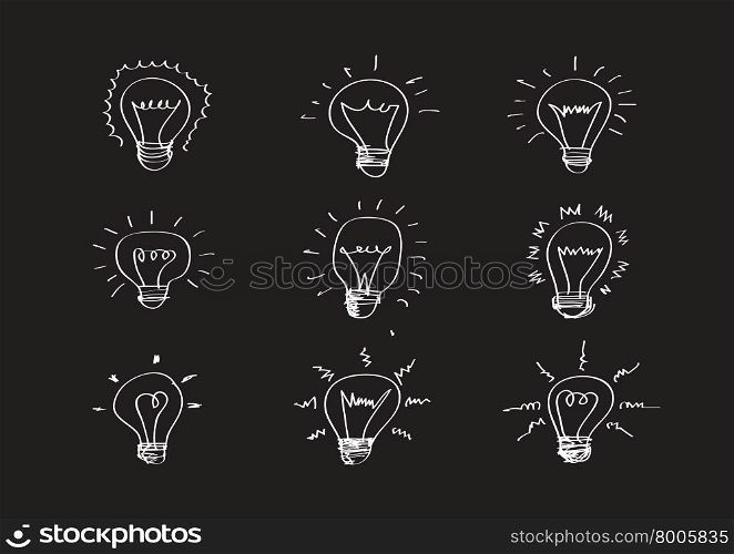 symbol of ideas Hand drawn light bulbs