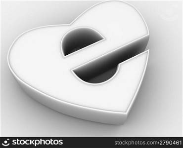 Symbol of internet as heart. 3d