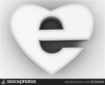 Symbol of internet as heart. 3d