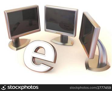 symbol of internet with local network. 3d